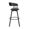 Armen Living Athena 31" Swivel Black Wood Bar Stool in Gray Faux Leather with Black Metal LCATBABLKGRY30 - alternate 7